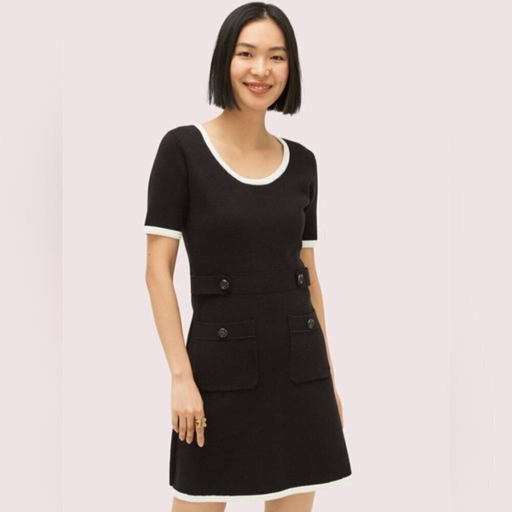 kate spade Black Mini Dress with White Trim